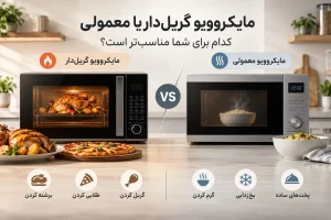 مایکروویو گریل‌دار یا معمولی؛ مقایسه و راهنمای انتخاب