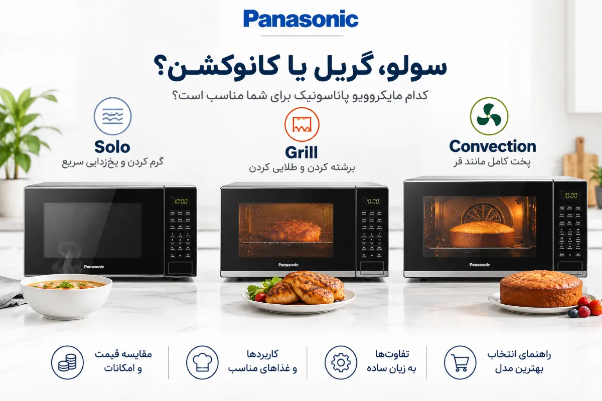 مقایسه مایکروویو سولو، گریل و کانوکشن پاناسونیک