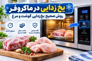 آموزش یخ‌زدایی گوشت و مرغ در ماکروفر با استفاده از دکمه Defrost